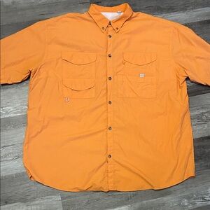 Men's Bright Orange Casual Button-Down Shirt